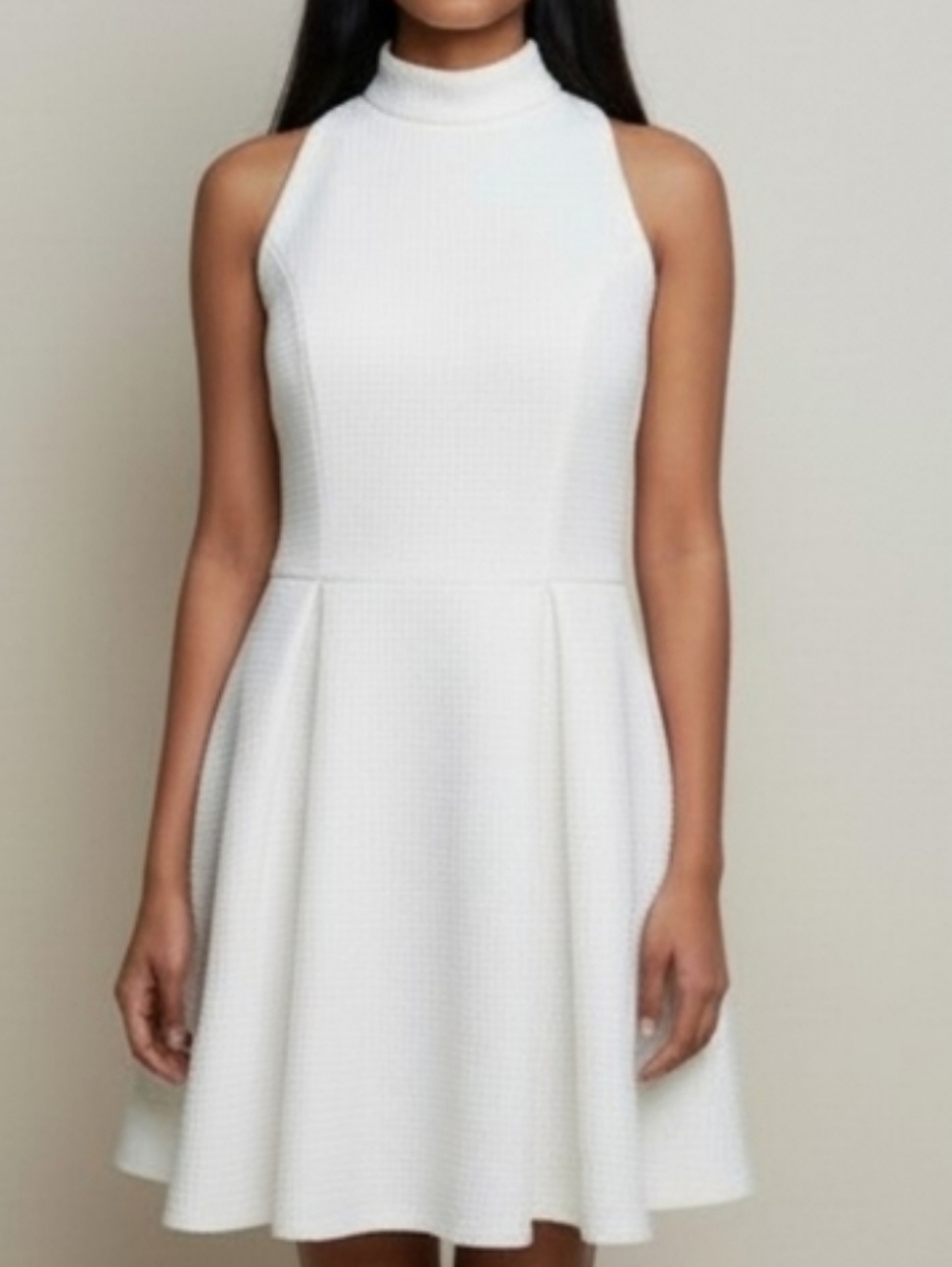 Cousin Couture Sleeveless Mock Neck Halter Fit-and-Flare Dress S